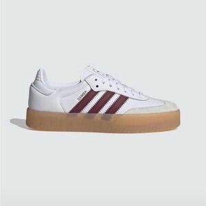 adidas Samba Platform Sneaker - White with Maroon Stripes